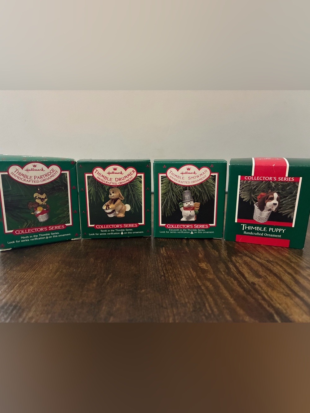 Hallmark Collector's Series Miniature Thimble Ornaments. NIB (Set of 4)